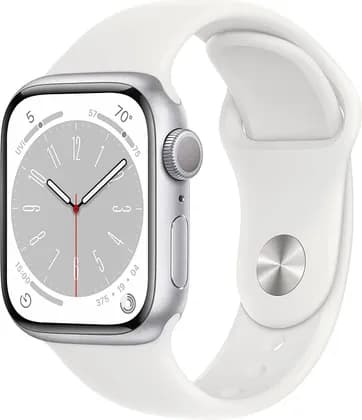 Apple Watch Series 8, GPS 41mm Silver Aluminum Case with White Sport Band, Regular | Apple watch 8 Silver