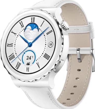 Huawei GT3 Pro Leather Smartwatch, 43mm Case Size, 1.32'' AMOLED Colour Screen, 7 Day Typical Usage, Bluetooth Supported, Heart Rate / Accelerometer Sensor, White | GT3 Pro
