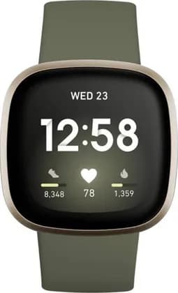Fitbit Versa 3 Health & Fitness Smartwatch, With GPS, 24/7 Heart Rate, Alexa Built-In, 6 + Days Battery, Olive/Soft Gold | FB511GLOL
