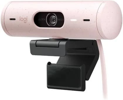 Logitech Brio 500 Full HD 1080p Webcam, Auto Light Correction, Dual Noise Reduction Mics, Webcam Privacy Cover, Works with MS Teams, Google Meet, Zoom, USB-C Cable, Rose Pink | 960-001421/960-001433
