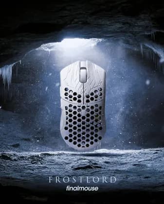 Finalmouse ULX Frostlord Wireless Gaming Mouse, 33g Carbon Fiber Composite, 8000Hz Polling, PixArt Sensor, 319 s Click Latency, Huano Blueshell Switches, Medium | M-FM-ULX-FRL-WH-M