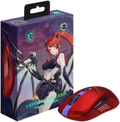 MSI Versa Wireless MLG Edition Computer Mouse, PixArt PAW3395DM Optical Sensor, 400 - 6400 Preset DPI, Tri-Mode Connectivity, 1ms Polling Rate, 2m FriXionFree Cable | VERSA-WIRELESS