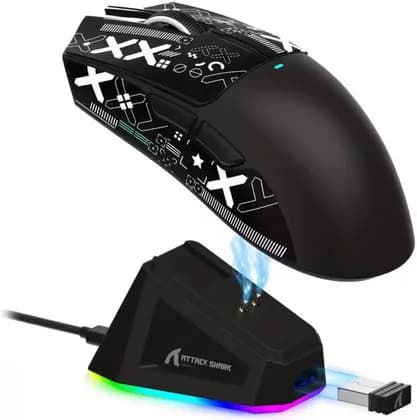 ATTACK SHARK X11 Wireless Gaming Mouse, 2.4G Wireless, USB-C Wired, PAW3311 Sensor, Bluetooth, 1000Hz Response Rate, RGB Backlight Charging Dock, 300 IPS Tracking Speed, Black Tape | X11