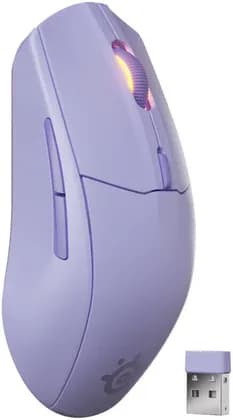 SteelSeries Rival 3 Wireless Gen 2 Gaming Mouse, Symmetrical Shape, 6 Buttons, Optical Type, TrueMove Air Optical Sensor (18K DPI), 1.9ms Ultra-Fast Clicks, 2.4GHz / BT Connection, Lavender | 62525