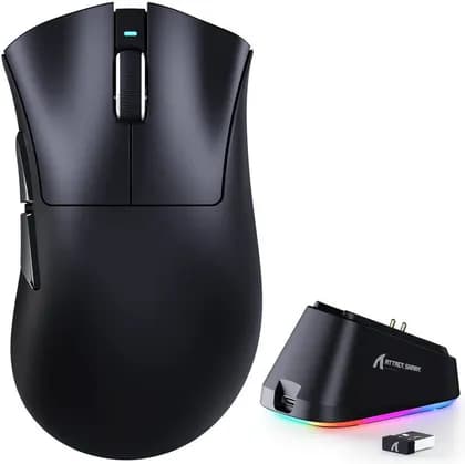 ATTACK SHARK V3 Pro Wireless Gaming Mouse with Magnetic Charging Dock, 25,000 DPI PAW3311 Sensor, 62g Ultra-Lightweight Esports Mouse, 2.4GHz & Wired Connectivity, Black | V3 Pro