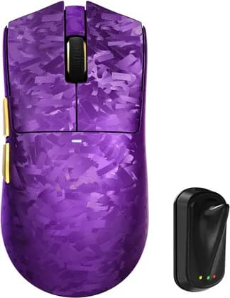 ATTACK SHARK X11 Ultra Carbon Fiber Wireless Gaming Mouse, 8K Polling Rate, 42000 DPI PAW3950MAX Sensor, Ultra-Light 63g Esports Mouse, Tri-Mode Connectivity, Purple | X11 Ultra