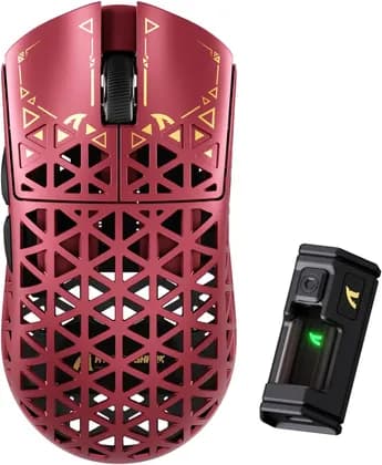 ATTACK SHARK R5 Ultra Carbon Fiber HyperSpeed Wireless Gaming Mouse, 39g Ultralight Mice, 2.4G/BT/USB-C Wired, PixArt PAW3950MAX Sensor, 8000Hz Wireless Polling Rate, 42KDPI, Red | R5-RD