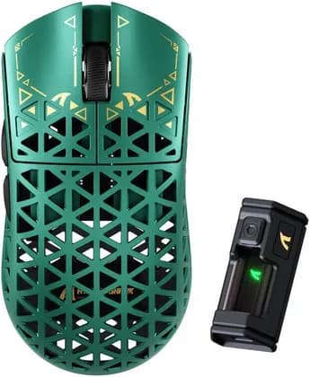ATTACK SHARK R5 Ultra Carbon Fiber HyperSpeed Wireless Gaming Mouse, 39g Ultralight Mice, 2.4G/BT/USB-C Wired, PixArt PAW3950MAX Sensor, 8000Hz Wireless Polling Rate, 42KDPI, Green | R5-GR