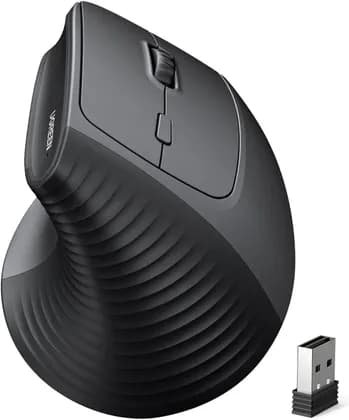 UGREEN Ergonomic Vertical Wireless Mouse, Bluetooth 5.4 and 2.4GHz Dual Mode, 4000 DPI, Adjustable 6 Buttons, Compatible with Windows macOS iOS Android Linux for Office Home Study, Black | 65042
