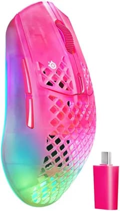 SteelSeries Aerox 3 Wireless Gen 2 Gaming Mouse, 26K DPI, 4K Polling Rate, Ultra-Light 68g Wireless Mouse with Bluetooth & 200H Battery Life, Magenta Haze | 62716
