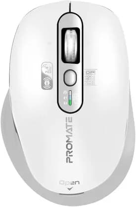 Promate SamoTri Wireless Mouse, 3200DPI Adjustable Resolution, Silent Operation, Smart Flying Scroll Wheel, 4-Way Navigation, OS Auto-Recognition, Tri-Connectivity, Bluetooth 5.0, White | SamoTri