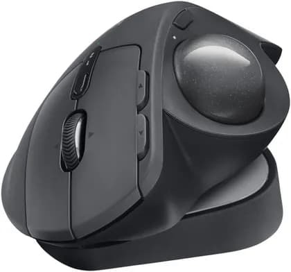 Logitech MX Ergo S Plus Wireless Trackball Mouse, 2048 DPI Laser Sensor, 20° Adjustable Hinge, 6 Programmable Buttons, 4-Way Scrolling, 2.4 GHz & BT Connectivity, 500mAh Battery, Black | 910-007247