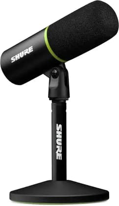 Shure MV6 USB Gaming Microphone, Auto Level Mode, Digital Popper Stopper, Real-time Denoiser, USB-C, 3.5mm Monitoring, Multi-Channel Mixer, Professional Sound, Black | MV6