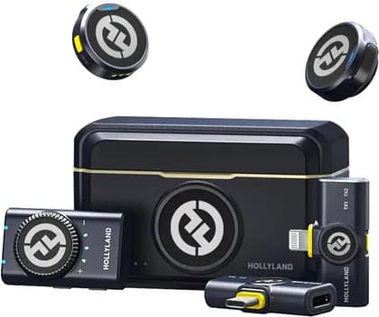 Hollyland HollyView LARK M2, Wireless Lavalier Microphone, (2TX+2RX), Compatible With Camera, iPhone, Android, 1000ft LOS Range, Hi-Fi Audio, Noise Cancellation, Black | LARK M2 2TX+2RX