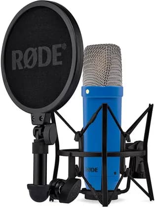 RODE NT1 Signature Series Condenser Microphone, Large-Diaphragm Studio Mic with Shock Mount, Pop Filter & XLR Cable for Vocals, Music Production, Podcasting & Streaming, Cobalt | NT1SIGNATURECOBALT
