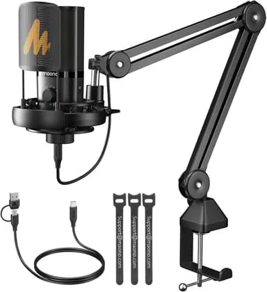 MAONO PM450S XLR Condenser Microphone, Professional Studio Recording Mic for Podcasting, Voiceovers, Streaming, Audiobooks & Content Creation, Black | PM450S