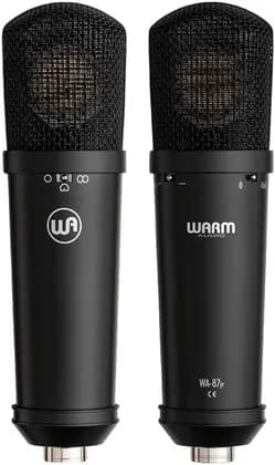 Warm Audio WA-87jr Large-Diaphragm FET Transformerless Condenser Microphone, 9dBA Self-Noise, 116dBA Dynamic Range, 125/135dB Max SPL, 100Ohms Impedance, Black | WA-87jr