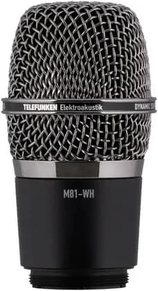 Telefunkun M81-WH Wireless Capsule, 25mm Dynamic Moving Coil, 50Hz-18kHz Frequency Range, Supercardioid Polar Pattern, Elektroakustik T80, 135dB Max SPL, Black | M81-WH