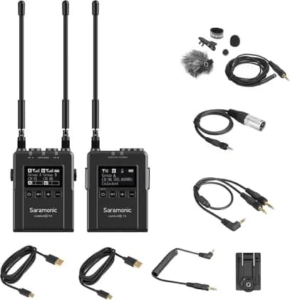 Saramonic Advanced Wireless UHF Lavalier System with Dual-Channel Camera-Mount Receiver, Premium DK3A Lavalier, Li-Ion Power, Hard Case & More (UwMic9S Kit 1),UWMIC9S-KIT1
