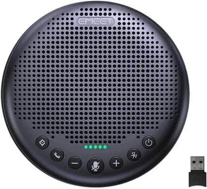 EMEET OfficeCore Luna Plus Speakerphone, 8 Omni-Directional Mics, Noise Cancellation, Full Duplex With VoiceIA, 10 Hours Continuous Usage, 2600mAh Battery Capacity, Black | Luna Plus
