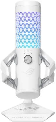 ASUS ROG Carnyx Professional Cardioid Condenser Gaming Microphone, 192 kHz / 24-bit Sampling Rate, High-pass Filter & Built-in Pop Filter, Touch Mute, AuraSync RGB Lighting, White | 90YH03Z0-BAUA10