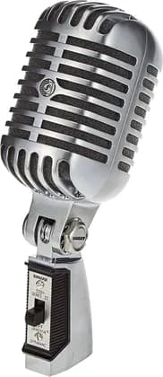 Shure 55SH Series II Dynamic Vocal Microphone Classic "Elvis Mic" Design, Cardioid, Tailored Frequency Response (50Hz-15kHz), Integrated Swivel Mount, On/Off Switch, Silver | 55SH Series II