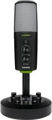 Mackie EleMent Series Chromium Premium USB Condenser Microphone with Built-In 2-Channel Mixer, 4 Selectable Polar Pattern, 2-Channel Mixer Integrated into Stand, Black | CHROMIUM