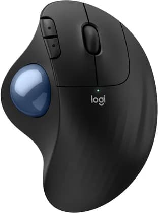 Logitech Ergo M575S Wireless Trackball Mouse with Blue Ball, Ergonomic Design, 5 Programmable Buttons, Advanced Optical Tracking, Bluetooth & Logi Bolt USB Receiver, Graphite | 910-007026