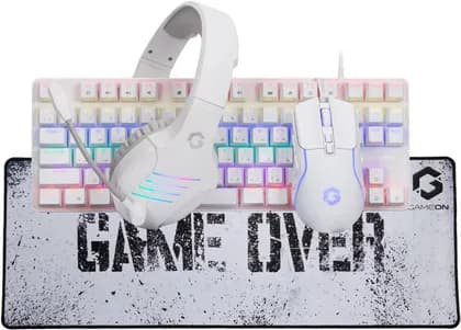 GAMEON VIPER XA All-In-One Artic Series Gaming Bundle, Mechanical Keyboard, Headset, Mouse & Mousepad, RGB Lighting Effects, Blue Switches, 7200 DPI, Immersive Sound, Ergonomic Design | GO-VIPER-XA