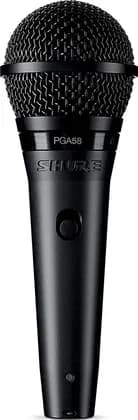 Shure PGA58-XLR Vocal Microphone with XLR-to-XLR Cable, Cardioid Polar Pattern, On/Off Switch for Discrete Control, Dynamic Mic Optimized, Black | PGA58-XLR-E