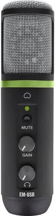 Mackie EM-USB EleMent Series USB Condenser Microphone, Cardioid Polar Pattern, Built-In Gain Control, USB-C Connection, 3.5mm Headphones Jack, Black | EM-USB