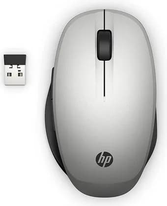 HP Dual Mode Wireless Mouse 300, Optical Motion Sensor, 1200 & 3600 DPI, Dual Mode Connectivity, 2 Preprogrammed Buttons, Bluetooth & 2.4 GHz Dongle, Silver | 6CR72AA