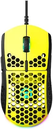 GamerTek GM16 Ultralight Precision Gaming Mouse, Sensitivity 16000 DPI, RGB Illumination, PMW3389 Sensor, 1000Hz USB Polling Rate, Kailh GM 8.0 Rapid Click Switches, Yellow | GM16