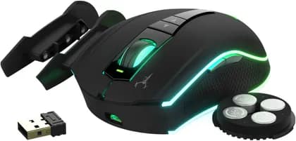 GAMDIAS Hades M1 Wireless Optical Gaming Mouse, Dual Level RGB Illumination, Adjustable 10800DPI Sensor, 7 Programmable Buttons, Wired / Wireless Connectivity, 10 Million clicks, Black | GD-HADES-M1