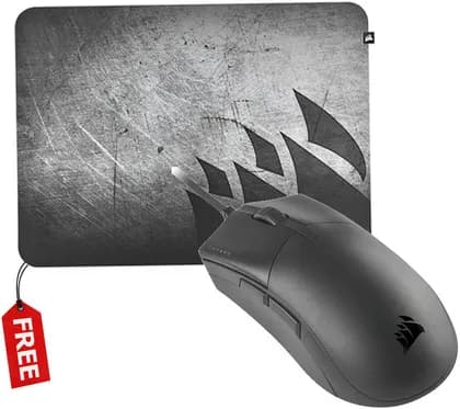 Corsair SABRE Pro Champion Series Optical Wired Gaming Mouse with Free MM150 Mouse Pad - M, 18000 dpi Sensor, 6 Programmable Buttons, Omron Switches, 8000 Hz Hyper-Polling, Black | CR-BNDL