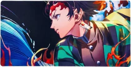 DeskVibe Anime XXXL Mouse Pad 1000x500mmx3mm, Demon Slayer Tanjiro Design, Ultra-Smooth Surface, Non-Slip Base Large Gaming Desk Mat | Demon Slayer (Tanjiro Kamado)