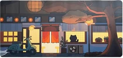 DeskVibe Mouse Pad, 1000mmx500mmx3mm XXXL Gaming Mouse Pad with Ultra-Smooth Surface, Non-Slip Base Mousepad, Computer Desk Mat for MacBook, PC, Laptop, Tokyo Night Caf