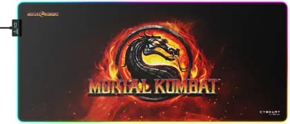 Cybeart Mortal Kombat Aurora Mouse Pad, Premium LED RGB Lighting, Micro-woven Cloth, Spill Proof Surface, Never Fray Edges W/ Reinforced Stitch, Esports Grade Never-Slip Base, XXL, Black | MRTLKMBTRR