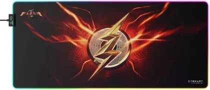 Cybeart The Flash Aurora Mouse Pad, Premium LED RGB Lighting, Micro-woven Cloth, Spill Proof Surface, Never Fray Edges W/ Reinforced Stitching, Esports Grade Never-Slip Base, XXL, Black | THFLSHRR