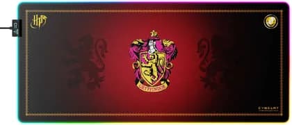Cybeart Gryffindor Aurora Mouse Pad, Premium LED RGB Lighting, Micro-woven Cloth, Spill Proof Surface, Never Fray Edges W/ Reinforced Stitch, Esports Grade Never-Slip Base, XXL, Black/Red | GRYFFNDRRR