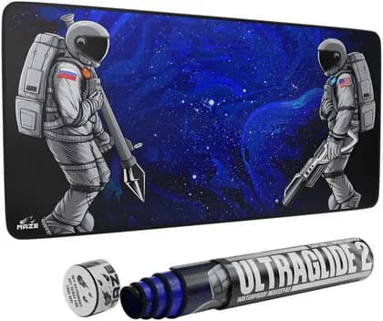 Maze 2XL Extended Mouse Pad/Mat, 36'' x 18'' x 0.2'' Dimension, 5mm Thick, Ultraglide 2, Waterproof, Anti-Fray, Anti-Slip, Smooth Surface for Maximum Control and Speed, Astro War-BL | RV-QSR8-Z09C