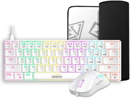 Gamdias Hermes E4 3-in-1 Gaming Combo with RGB Mechanical Keyboard Red Switch, RGB Ergonomic Gaming Mouse and Non-Slip Extended Gaming Mouse Mat with N-Key Rollover, White | GD-HERMES-E4-3-IN-1-COMB
