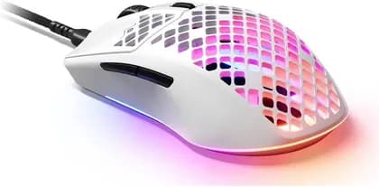 SteelSeries Aerox 3 Super Light Wired Gaming Mouse, 8500 CPI TrueMove Core Optical Sensor, Water Resistant Design, Universal USB-C Connectivity, White | 62603