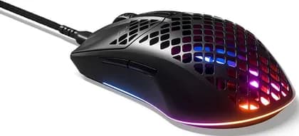 SteelSeries Aerox 3 Super Light RGB Wired Gaming Mouse, 8,500 CPI TrueMove Core Optical Sensor, 6 Prog Buttons, Ultra-Lightweight Water Resistant Design, Universal USB-C Connectivity, Black | 62599