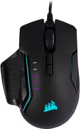Corsair GLAIVE RGB PRO Wired Gaming Mouse, PMW3367 Mouse Sensor, 18,000 DPI, Omron Button, 7 Programmable Buttons, 1.8m Braided Fiber Cable, Aluminum | CH-9302311-NA