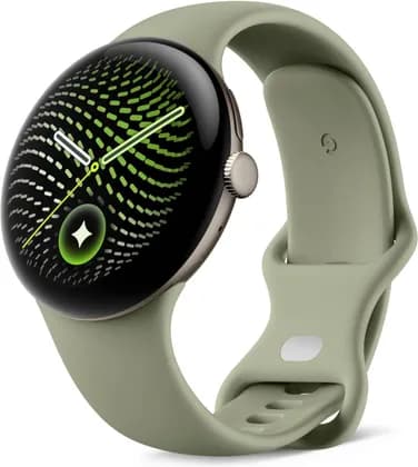 Google Pixel Watch 5 Smartwatch, 45mm, Actua 360 Domed Display, Snapdragon W5 Gen 2, Advanced Health Sensors, Bluetooth 6.0/Wi-Fi, Satin Pyrite Aluminum Case/Olive Active Band | Pixel 5