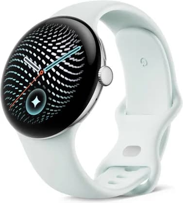 Google Pixel Watch 5 Smartwatch, 45mm, Actua 360 Domed Display, Snapdragon W5 Gen 2, Advanced Health Sensors, Bluetooth 6.0/Wi-Fi, Polished Silver Aluminum Case/Fog Active Band | Pixel 5