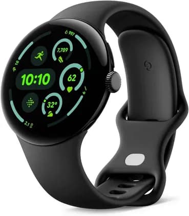 Google Pixel Watch 3 Smartwatches, Heart Rate Tracking, Advanced Running from Fitbit, Fitness Insights, 24-Hour Battery, 45mm, M/L, Matte Black Aluminium Case, Obsidian Band, Black | Watch 3 BK