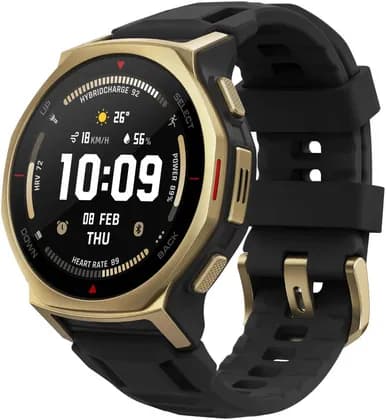 Amazfit T-Rex 3 Pro Smartwatch, 1.32" AMOLED Display, 180+ Sports Modes, Titanium Bezel, Dual Band GPS, Offline Maps, 25 Day Battery, Integrated Torch, 10 ATM, 44mm Sapphire, Black Gold | A2549