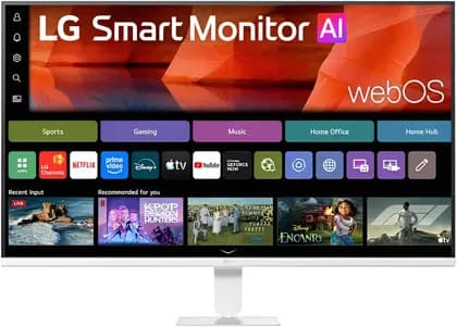 LG 32U501SB-W Smart Monitor, 32" VA Display, FHD Resolution, 120Hz Refresh Rate, 5ms (GtG) Response Time, VESA Compatible, Stereo Speaker, White | 32U501SB-W